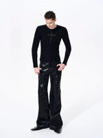 Slim Fit Cross Print Long-Sleeve T-Shirt 4