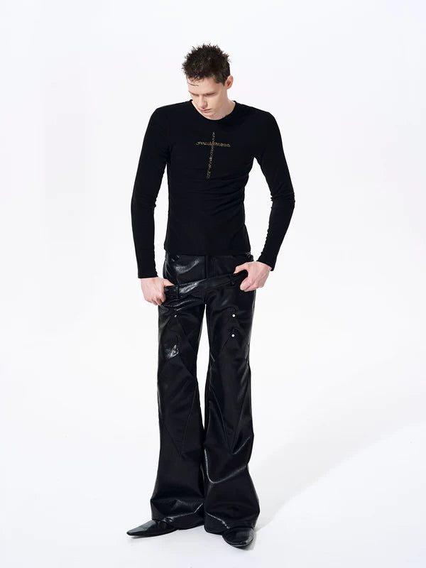 Slim Fit Cross Print Long-Sleeve T-Shirt 4