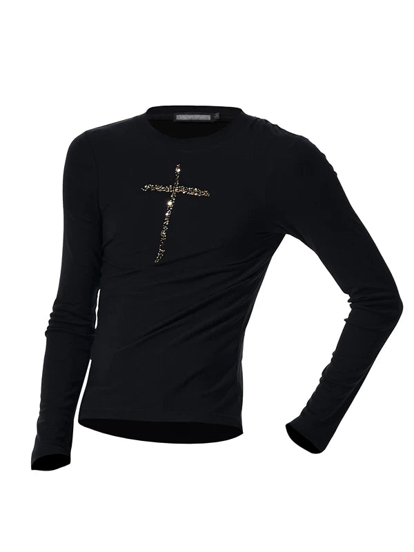 Slim Fit Cross Print Long-Sleeve T-Shirt 5