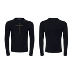 6200020974144,6200020974145,6200020974146,6200020974147, Slim Fit Cross Print Long-Sleeve T-Shirt