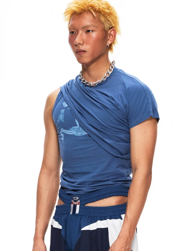 Slim Fit Deconstructed Crew Neck Vest 2