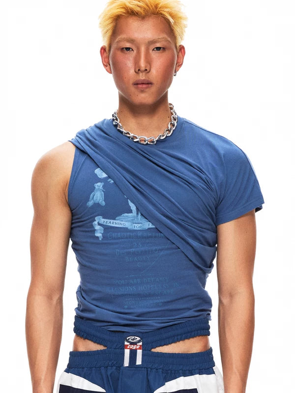 6186272290431,6186272290432,6186272290433,6186272290434, Slim Fit Deconstructed Crew Neck Vest