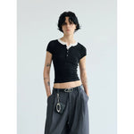 5789703045291,5789703045292, Slim Fit Faux Layered Henley T-Shirt