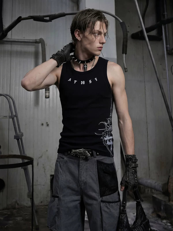 Slim Fit Graphic Print Sleeveless Vest 2