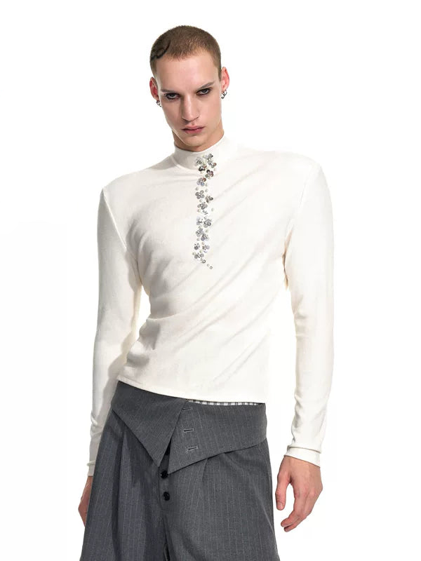 Slim Fit High-Neck Long-Sleeve T-Shirt