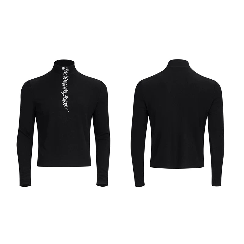6081236914236,6081236914237,6081236914238,6081236914239, Slim Fit High-Neck Long-Sleeve T-Shirt
