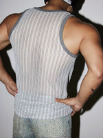 Slim Fit Hollowed-Out Striped Tank Top 4