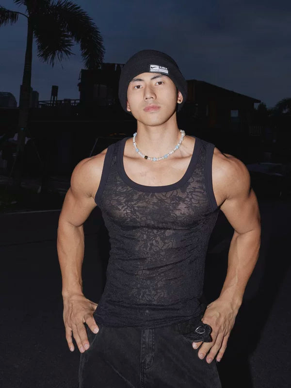 Slim Fit Lace Muscle Tank Top 5