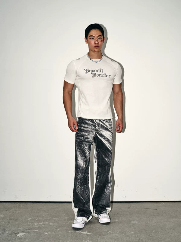 Slim Fit Letter Print T-Shirt 2