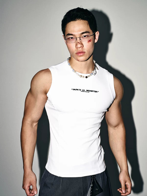 Slim Fit Lettering Graphic Sleeveless Vest 3