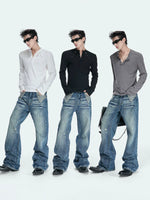 Slim Fit Long Sleeve Henley Shirt 3