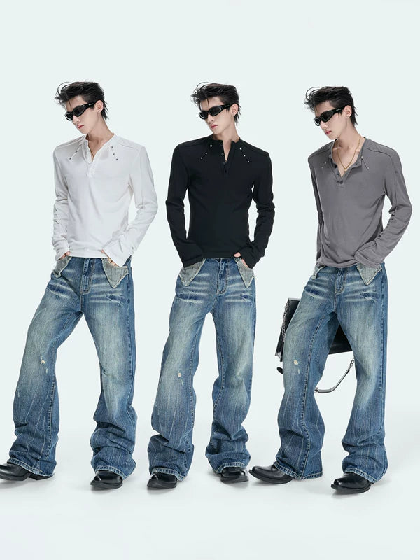 Slim Fit Long Sleeve Henley Shirt 3