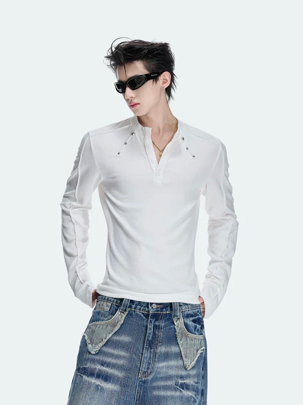 Slim Fit Long Sleeve Henley Shirt 4