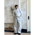 Slim Fit Long Sleeve Rhinestone Collar T-Shirt 2