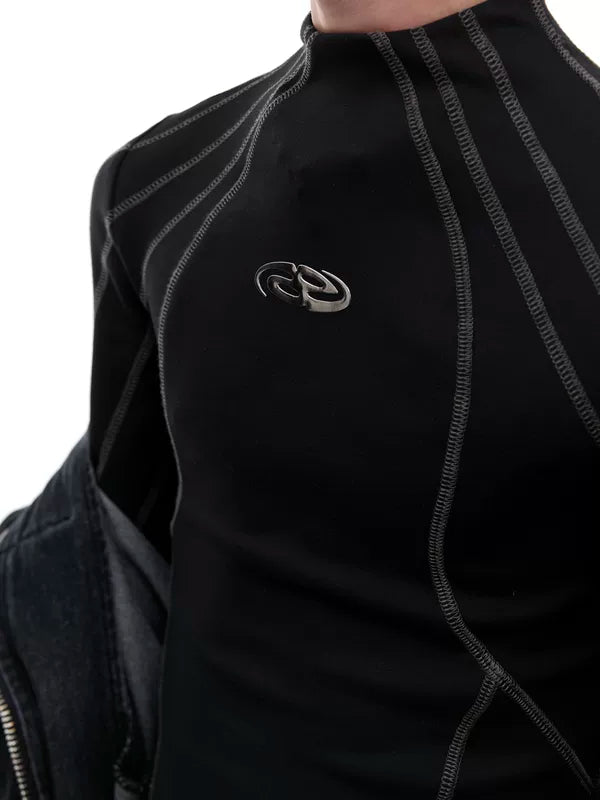 Slim-Fit Long-Sleeve Turtleneck with Metallic Embellishment 1
