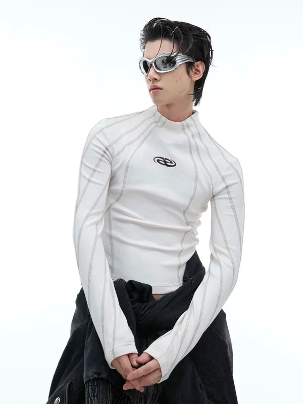 Slim-Fit Long-Sleeve Turtleneck with Metallic Embellishment 2