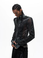 Slim Fit Mesh Stand Collar Jacket 2