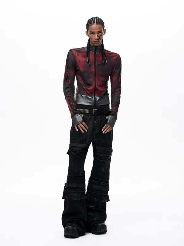 Slim Fit Mesh Stand Collar Jacket 3