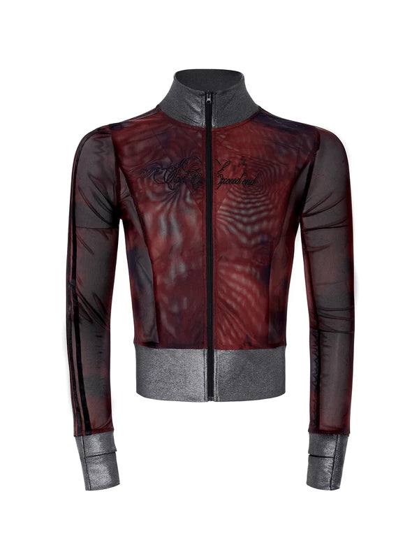 Slim Fit Mesh Stand Collar Jacket 5