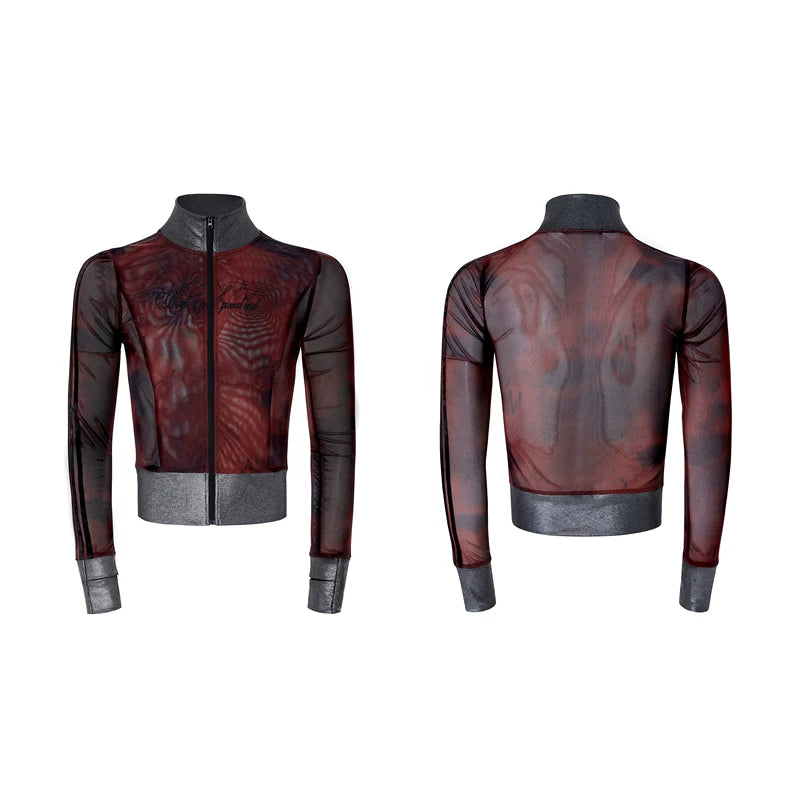6208105522037,6208105522038,6208105522039,6212583111893, Slim Fit Mesh Stand Collar Jacket