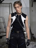 Slim Fit Patchwork Zipper Vest 1