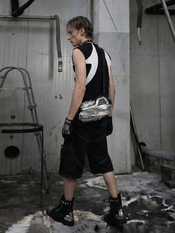 Slim Fit Patchwork Zipper Vest 5