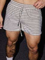 Slim Fit Plaid Drawstring Casual Shorts 3