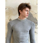 Slim Fit Rhinestone Crew Neck Long Sleeve 4