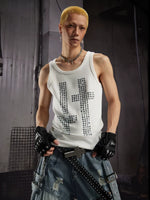 Slim Fit Rhinestone Cross Sleeveless Vest 1
