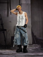 Slim Fit Rhinestone Cross Sleeveless Vest 5