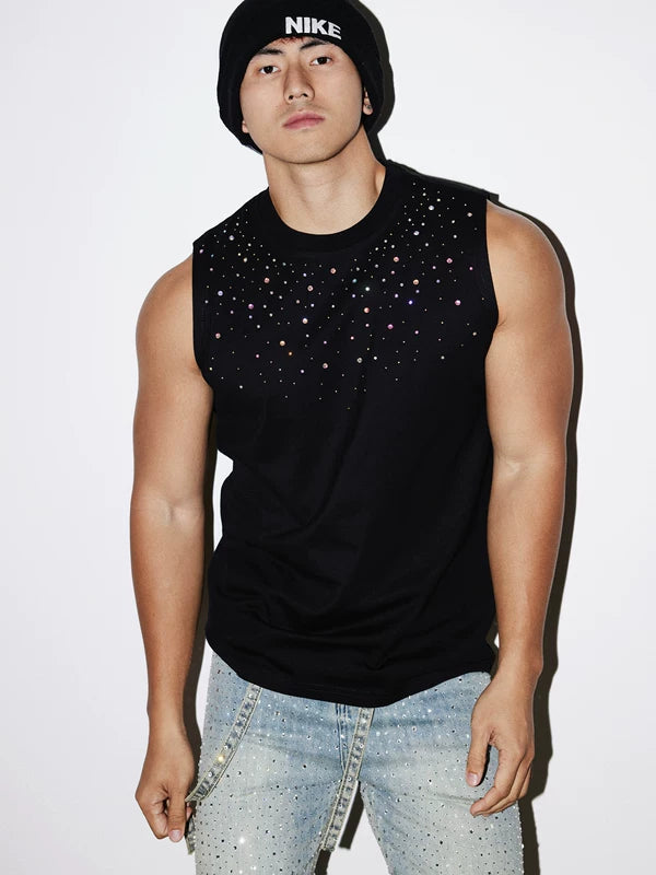 Slim Fit Rhinestone Embellished Vest 1