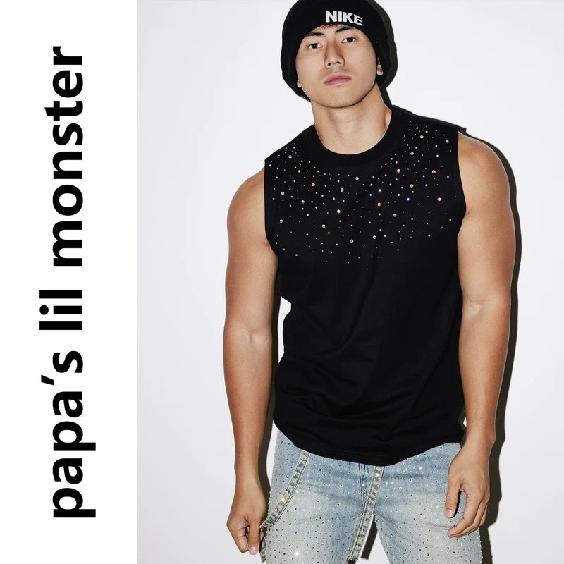 6211893303921,6211893303922,6211893303923, Slim Fit Rhinestone Embellished Vest