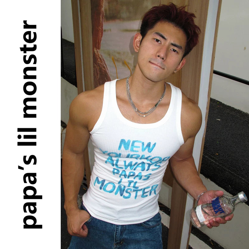 6241449122987,6241449122988,6244741010667, Slim Fit Ribbed Graphic Sleeveless Vest