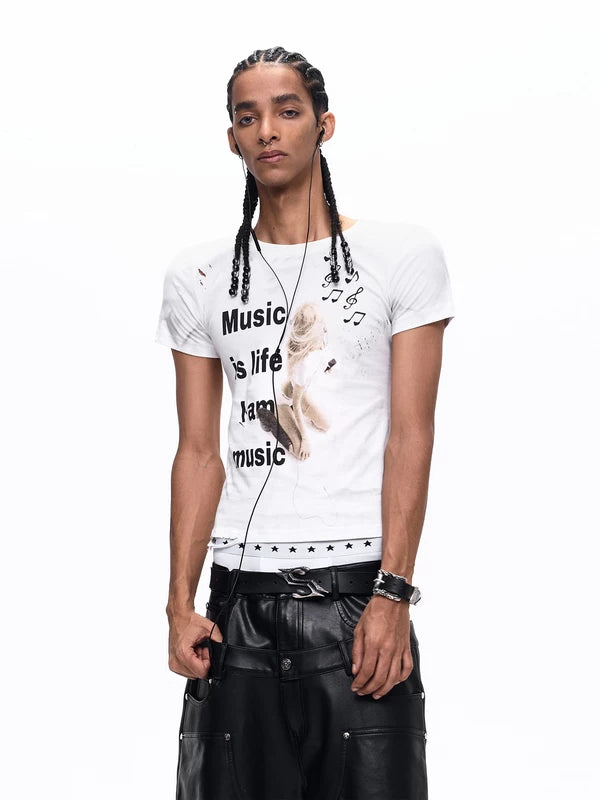 Slim Fit Ripped Graphic T-Shirt 3