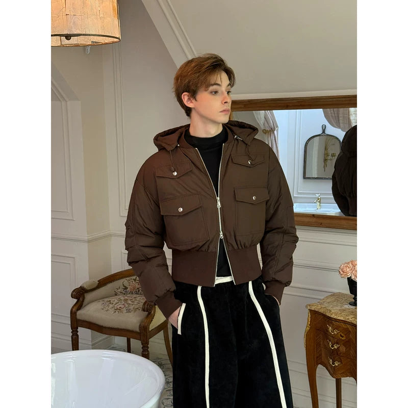 Slim-Fit Short Down Jacket with Hood 2