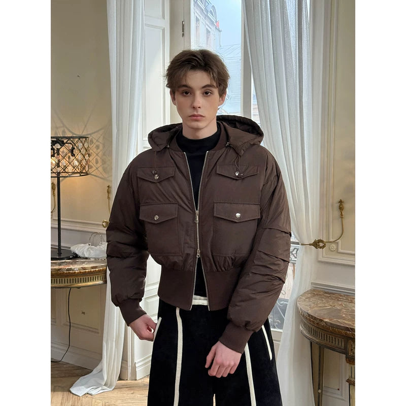 Slim-Fit Short Down Jacket with Hood 5