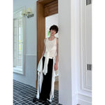 Slim Fit Sleeveless Vest With Flowing Ribbons 2