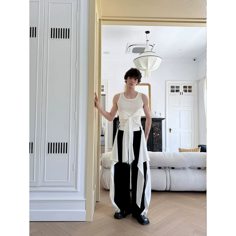 Slim Fit Sleeveless Vest With Flowing Ribbons 4
