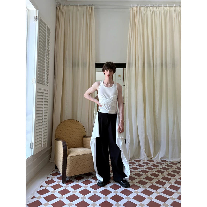 Slim Fit Sleeveless Vest With Flowing Ribbons 5