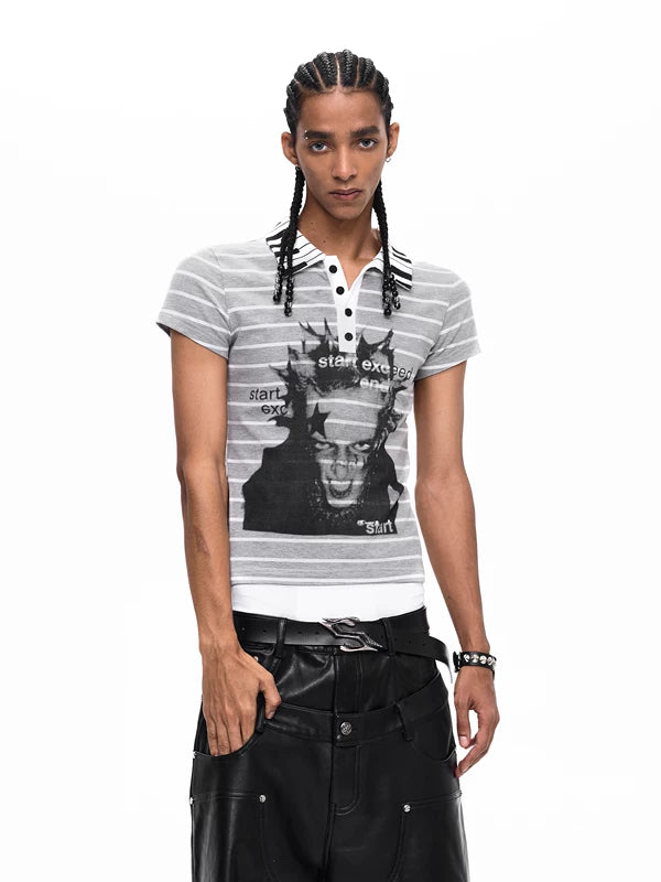 Slim Fit Striped Portrait Polo Shirt 2