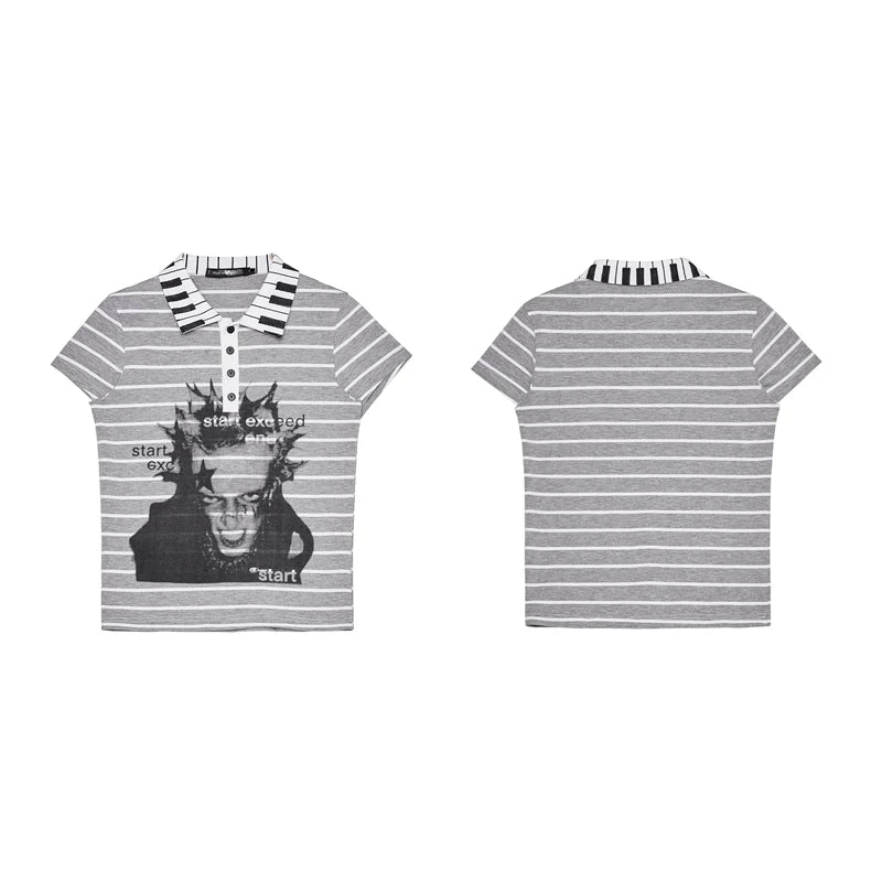 6061607828582,6061607828583,6061607828584,6061607828585, Slim Fit Striped Portrait Polo Shirt
