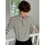 Slim Fit Striped Stand Collar Long Sleeve Tee 5