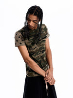 Slim Fit Studded Camouflage Star T-Shirt 3