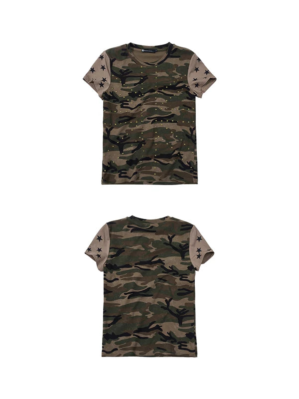 Slim Fit Studded Camouflage Star T-Shirt 5