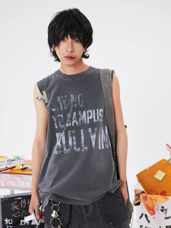 Slogan Graphic Sleeveless Vest 1