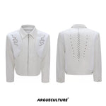 6027782181424,6027782181429,6027782181434,6027782181439, Snake Print Rivet Spine Leather Jacket