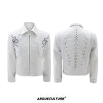 6207354286425,6207354286426,6207354286427,6207354286428, Snake Print Rivet Spine Leather Jacket