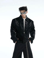Snake Print Rivet Spine Leather Jacket 2