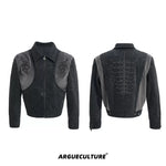 6027782181422,6027782181427,6027782181432,6027782181437, Snake Print Rivet Spine Leather Jacket