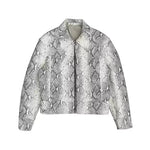 Snakeskin Print Sheepskin Leather Jacket 1
